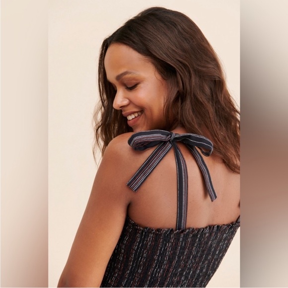 NWT HATCH Jojo Smocked Jumpsuit Striped Bow - Picture 3 of 13